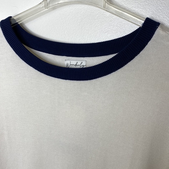 NWT White with Blue Fade Ombré Sweater with Dolman Sleeves size M - Picture 7 of 10